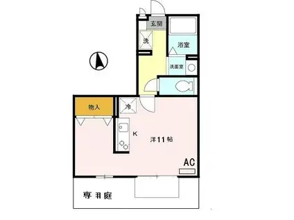 ピュアライフA棟(ワンルーム/1階)の間取り写真