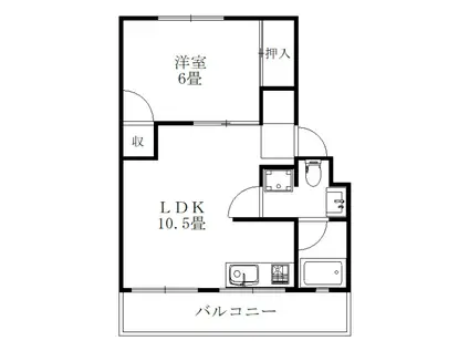 アンカーアパートメント(1LDK/3階)の間取り写真