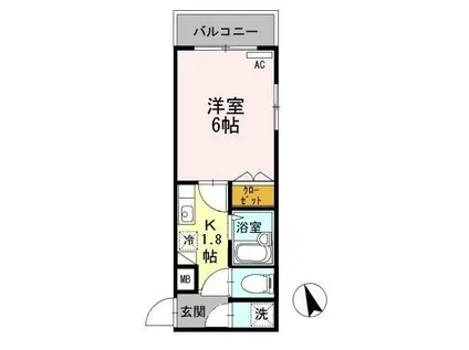 ヒルズ吉祥寺(1K/1階)の間取り写真