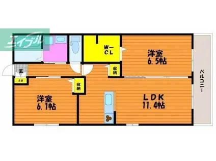 グランドソレイユI(2LDK/1階)の間取り写真