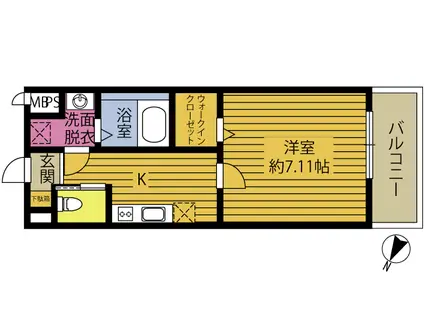 シェル西の台(1K/2階)の間取り写真