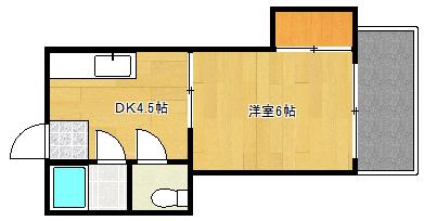 吉村ビル(1DK/3階)の間取り写真
