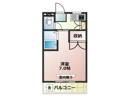 パークプレイス平井II(1K/3階)の間取り写真