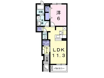 グレイスヒルA(1LDK/1階)の間取り写真