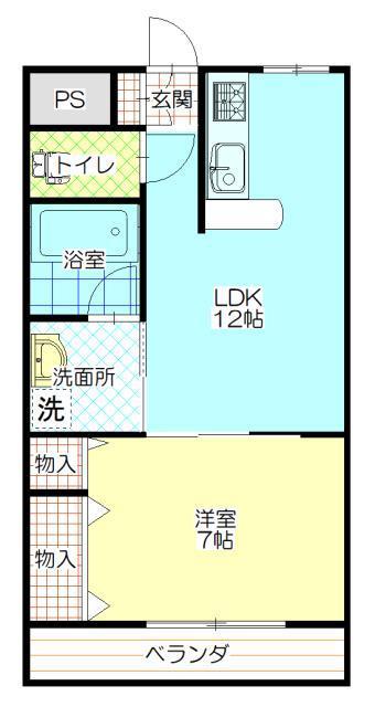 パレス若宮(1LDK/1階)の間取り写真