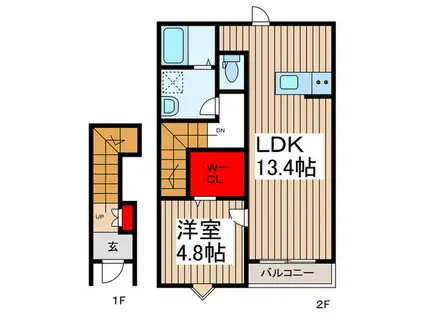 リーブルファイン葛飾西水元(1LDK/2階)の間取り写真