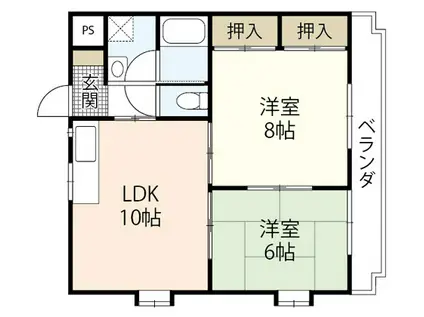 ヴェナール(2LDK/2階)の間取り写真
