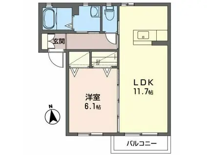 シャーメゾン・モカ(1LDK/1階)の間取り写真