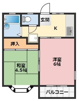 KTハイツ東逗子(2K/2階)の間取り写真