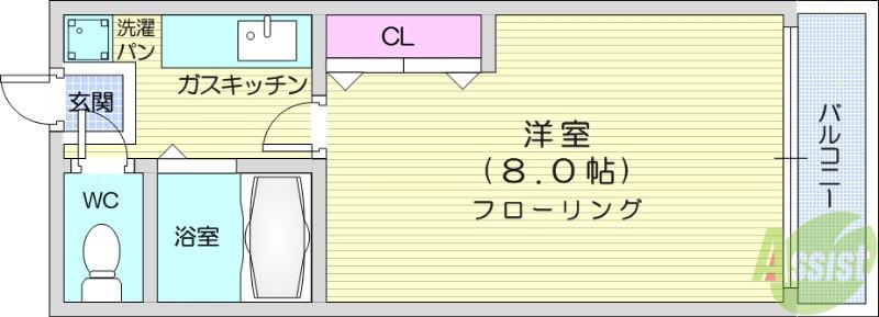 リョウヒルズ(1K/2階)の間取り写真