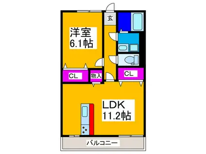 ASAHI RESIDENCE(1LDK/2階)の間取り写真