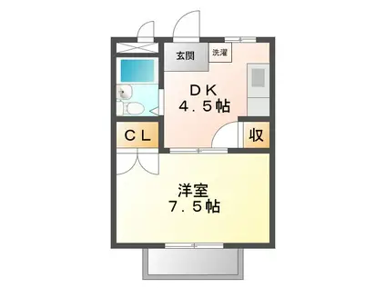 尾崎善ハイツ(1DK/1階)の間取り写真
