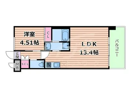 プレジオ今福鶴見(1LDK/3階)の間取り写真