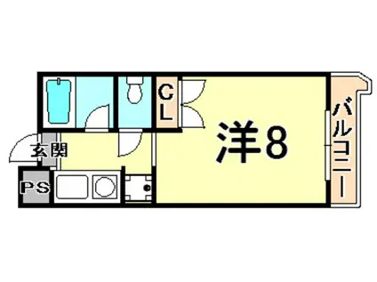 エルヴィゴール北口(ワンルーム/3階)の間取り写真