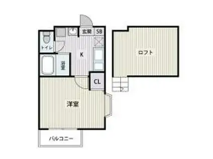 レガリータ平和(1K/2階)の間取り写真