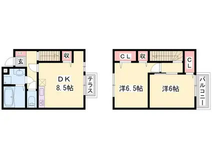 ルース・コンフォートII(2DK/1階)の間取り写真