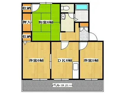 シーサイドハイツA棟(3DK/2階)の間取り写真