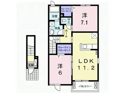 シャーロット A(2LDK/2階)の間取り写真