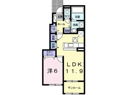 ノイ フラン ハウス II(1LDK/1階)の間取り写真