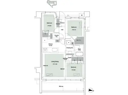 ブリリア 宮前平 ヒルサイド(3LDK/4階)の間取り写真