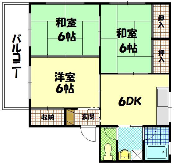 平成ハタI(3DK/2階)の間取り写真