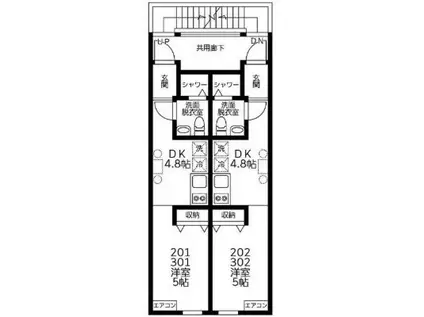 ラティス(1DK/2階)の間取り写真