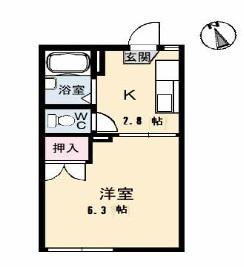ガーデンハイツ関山(1K/2階)の間取り写真