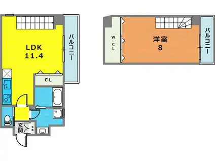 エカルラート青谷(1LDK/1階)の間取り写真