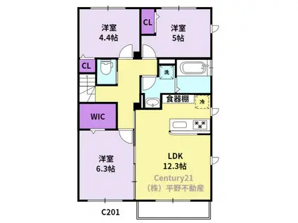 三光レジデンスC棟(3LDK/2階)の間取り写真