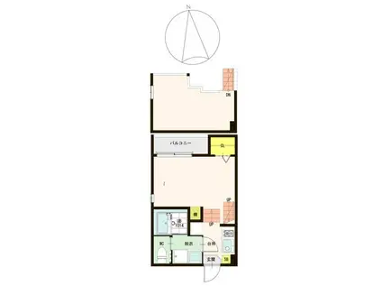 ハーモニーテラス大和町II(1K/1階)の間取り写真