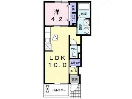 クレール フォンテーヌ(1LDK/1階)の間取り写真