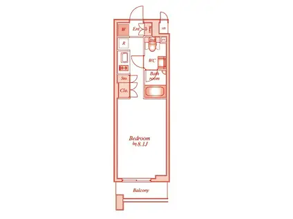 アパートメンツ綱島(ワンルーム/7階)の間取り写真