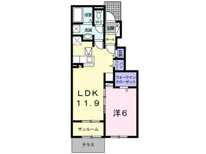 グランシャリオ V(1LDK/1階)の間取り写真