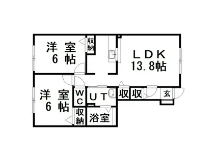 ディアコートM.Y(2LDK/1階)の間取り写真