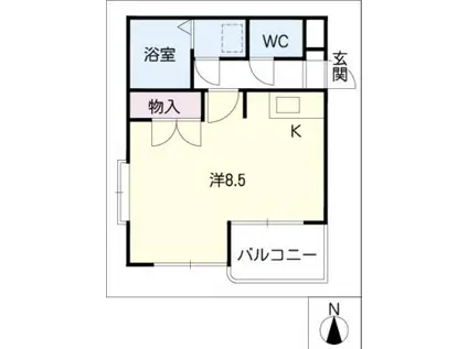 レット アルム グローリー(ワンルーム/1階)の間取り写真