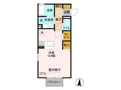 ディアコート A(ワンルーム/2階)の間取り写真