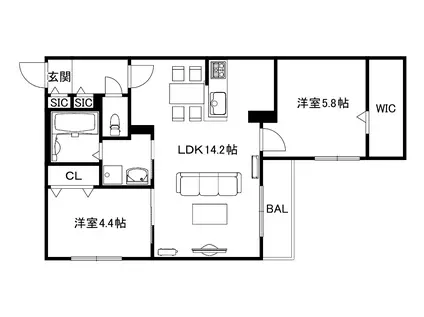 ブランシャールKI幌平橋(2LDK/3階)の間取り写真