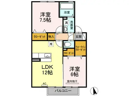 ハリスII(2LDK/2階)の間取り写真