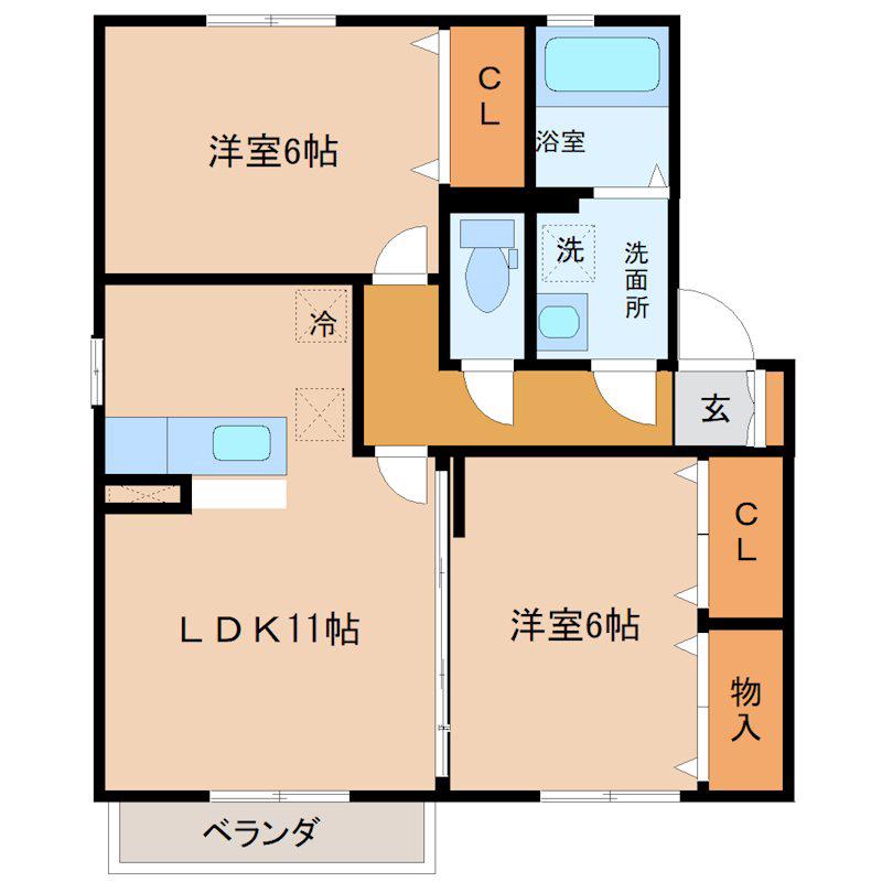 アルウェット(2LDK/1階)の間取り写真