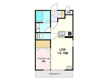 パークフロント(1LDK/1階)の間取り写真