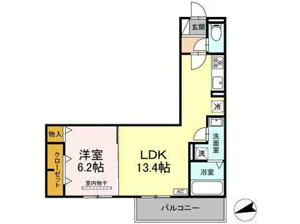 D-HILLS佐藤III(1LDK/1階)の間取り写真