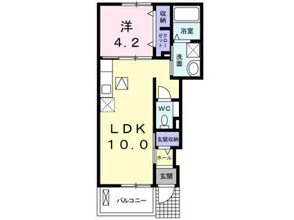 アイスバーグIII(1LDK/1階)の間取り写真