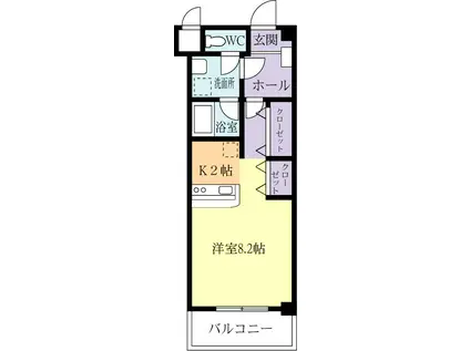 アンベリール(ワンルーム/2階)の間取り写真