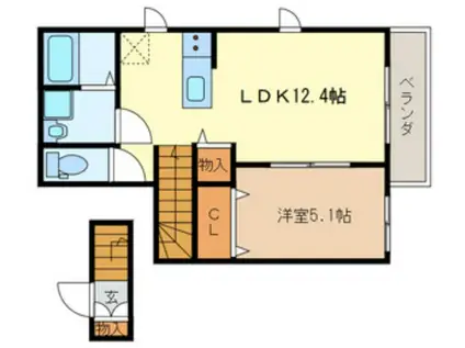 BROWNIES CHUOブラウニーチュオ(1LDK/2階)の間取り写真
