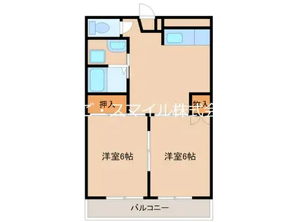 メゾーネ水前寺飛鳥(2DK/3階)の間取り写真