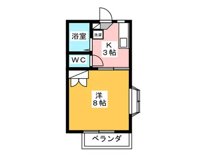 メゾンミカタB(1K/1階)の間取り写真