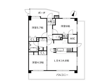 ネクステージ飛田給(3LDK/2階)の間取り写真