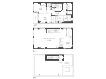 千駄木3丁目レジデンス(2LDK/4階)の間取り写真