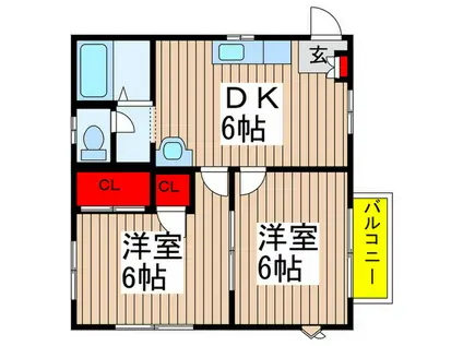 メゾンゴールド1(2DK/1階)の間取り写真