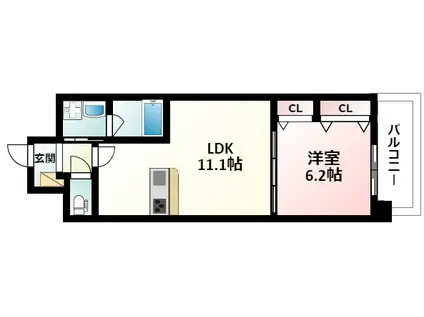 BRIGHT CUBE (1LDK/1階)の間取り写真